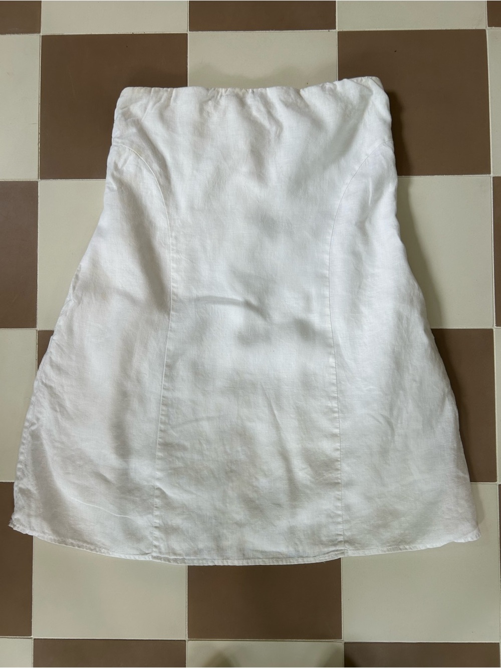 Dissh White Linen Strapless Mini Dress Smocked Back AU 8 US 4